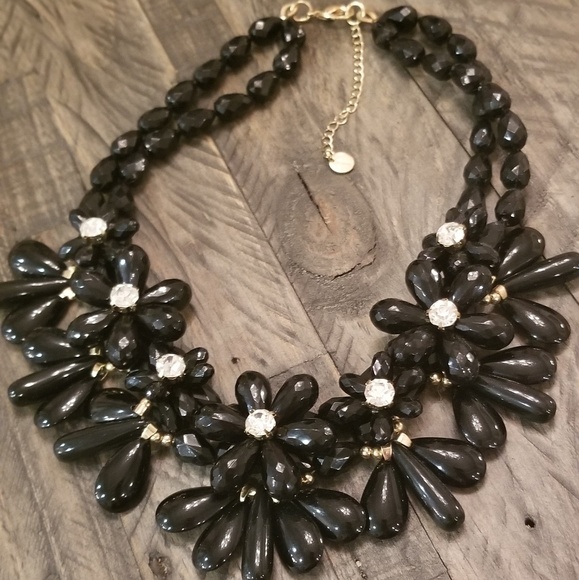 Talbots Jewelry - TALBOTS Black Flower Statement Necklace